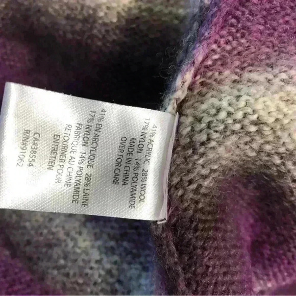 ASA Trading Womens Large Wool Blend Purple white and black sweater Dolman - Picture 5 of 5
